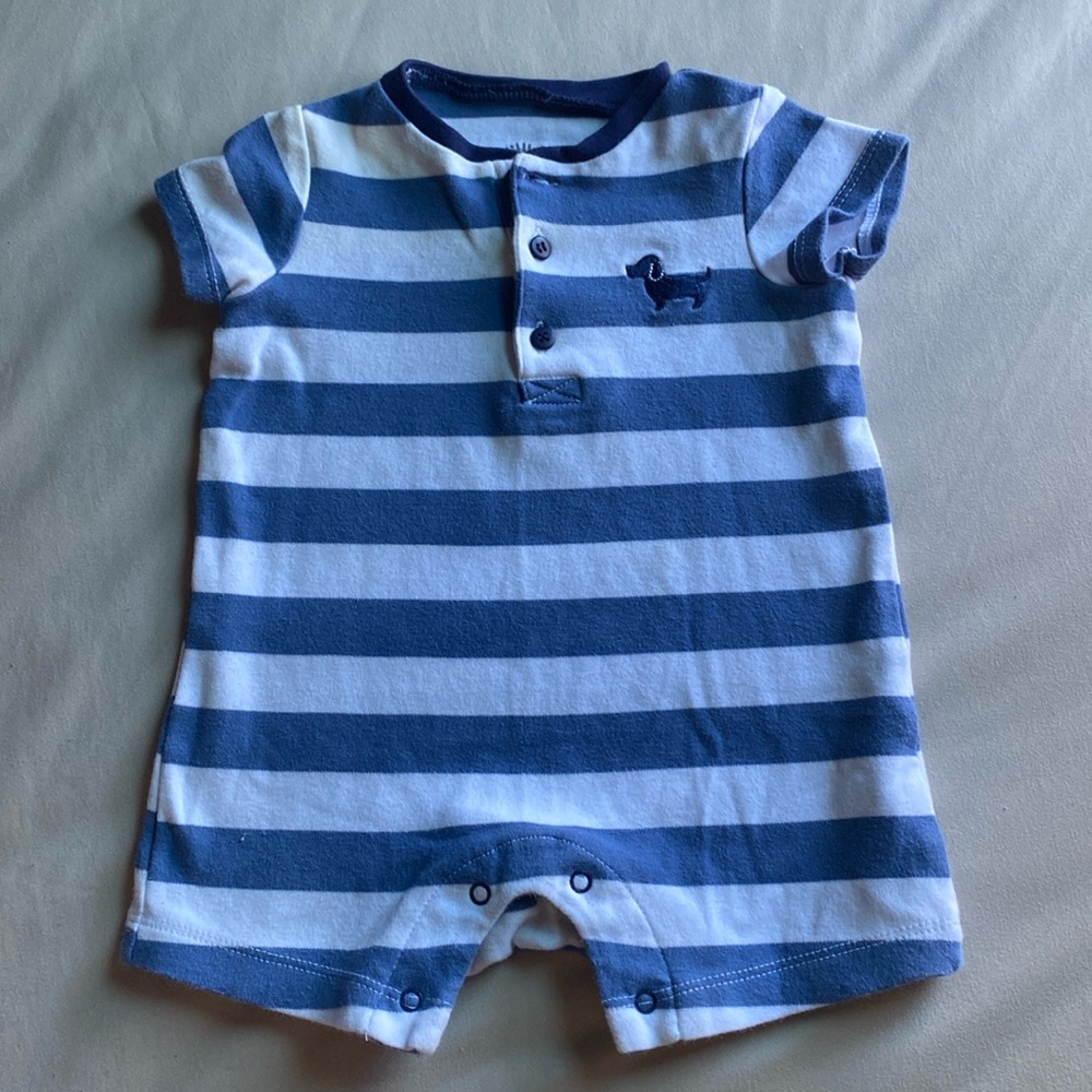 Little Me Blue & White Striped Onesie